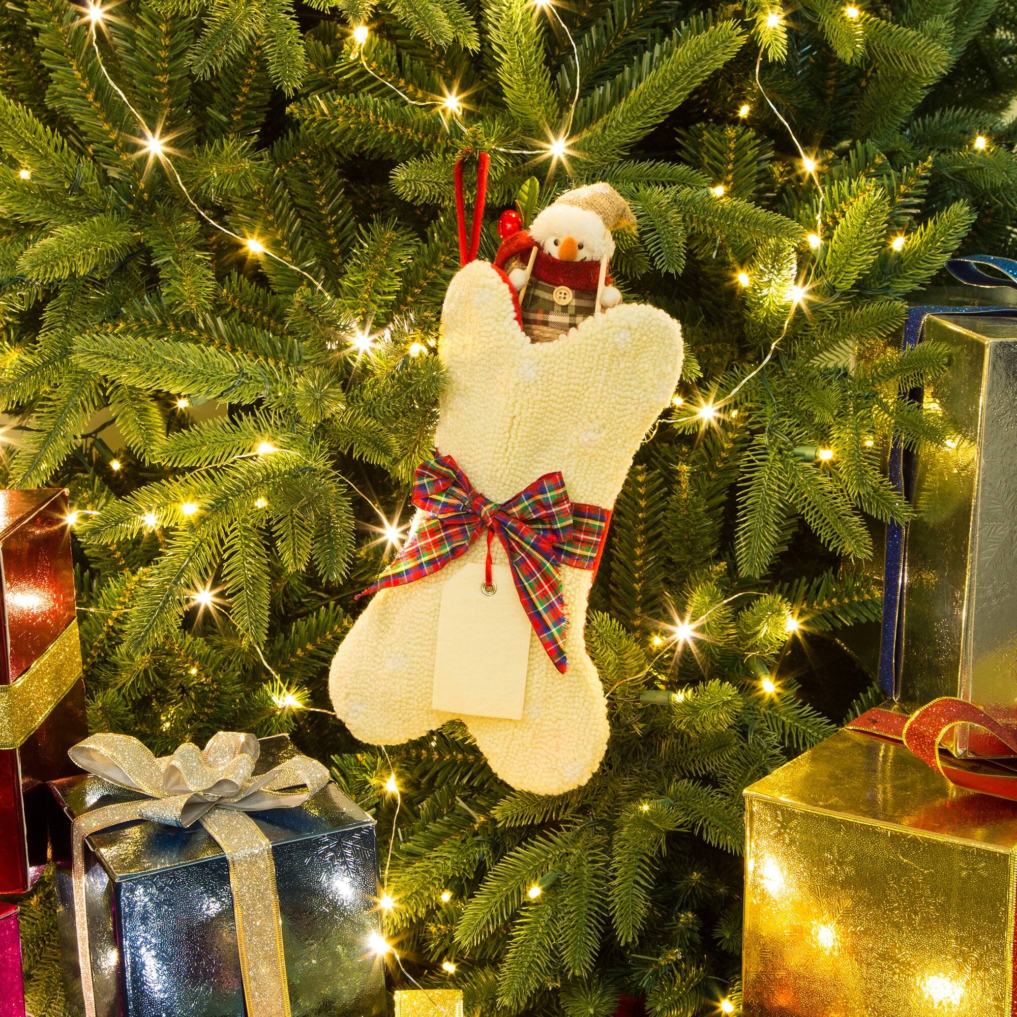 Glitzhome® 12.5" Bone Hooked Stocking